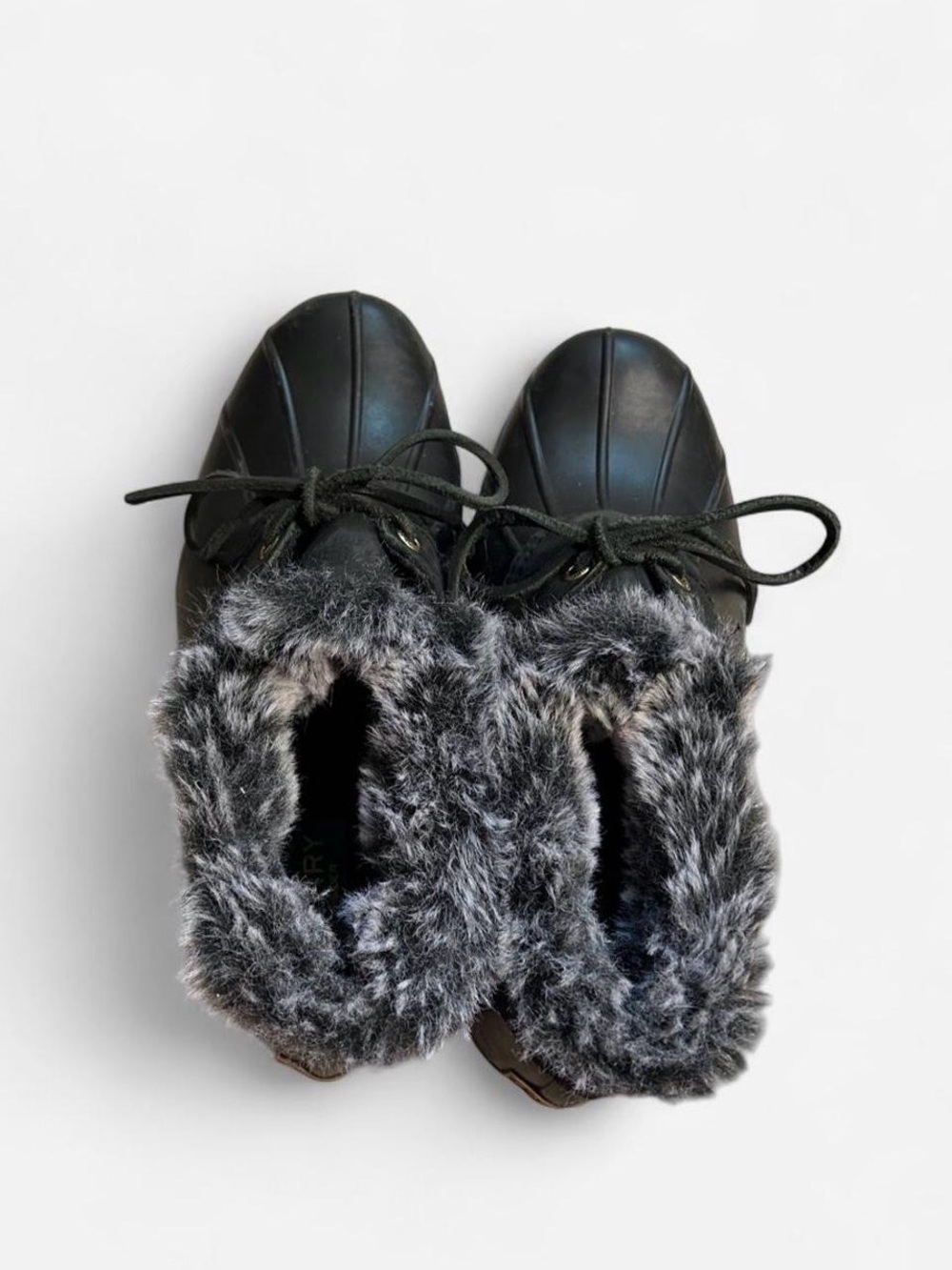 Women's Black Faux-Fur Trim Lace-Up Winter Boots